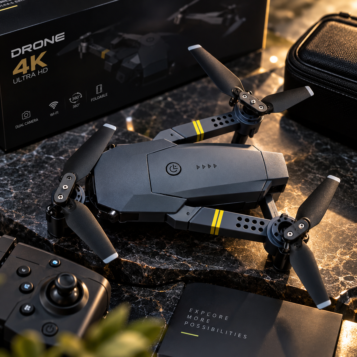 Dron con doble cámara 4K + Maletín Gratis