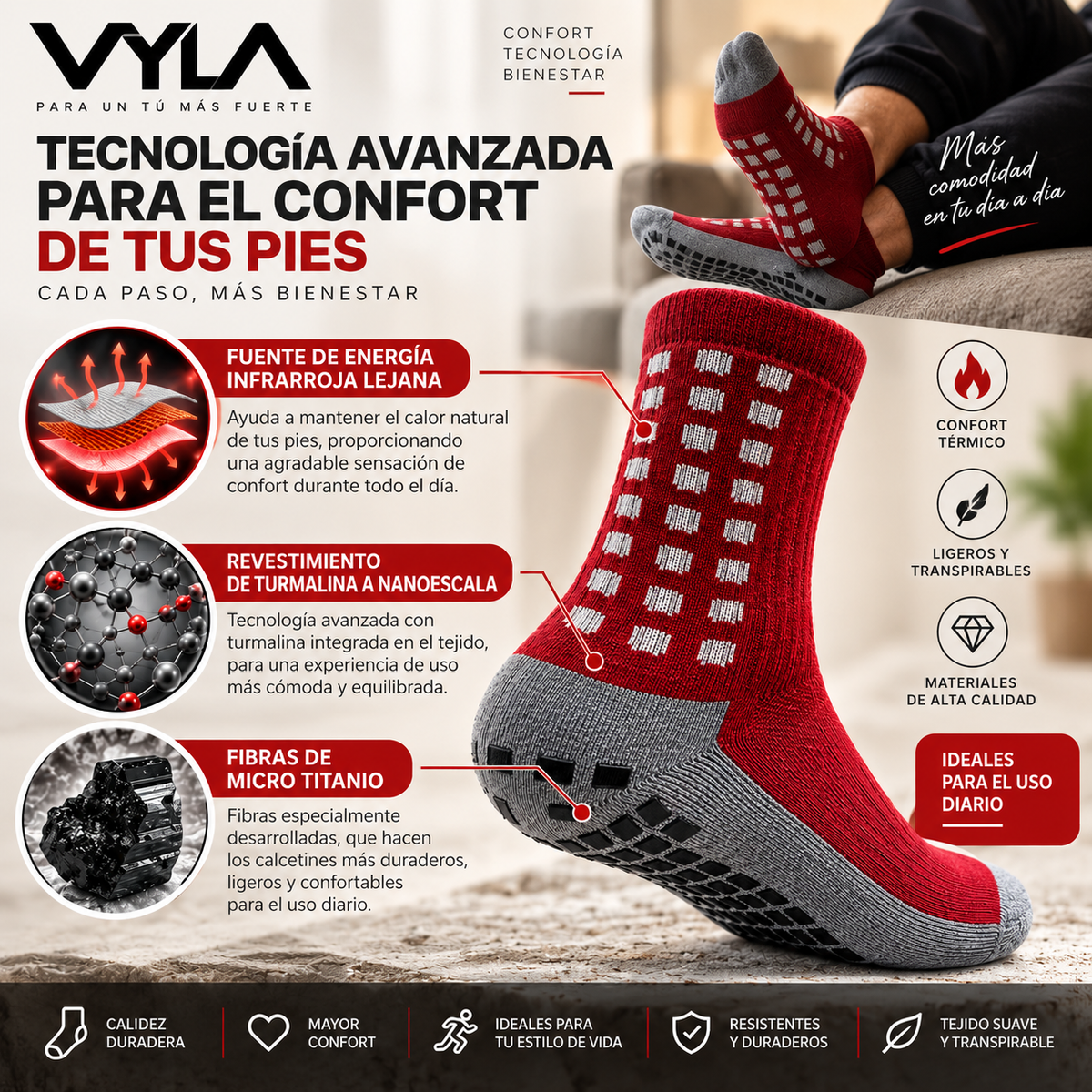 Calcetines de turmalina premium para bienestar y confort